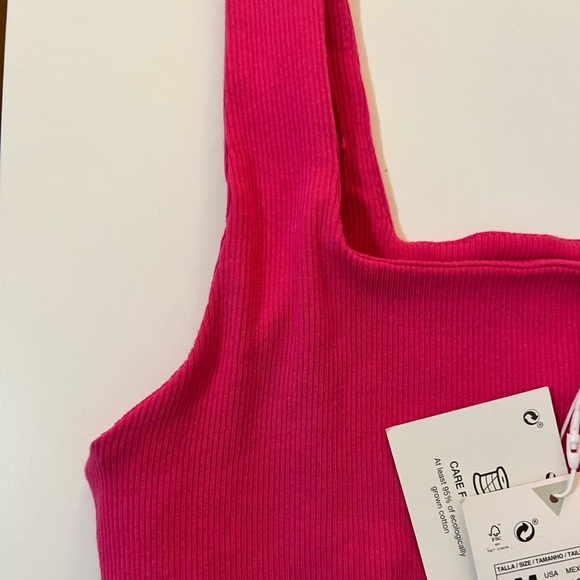 Pink Zara Square Neck Ribbed Crop - Picture 5 of 5